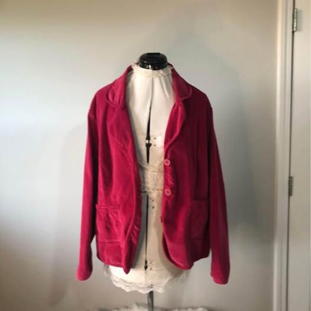 Blazer 1X 18-20 Cato Long Sleeve pink Jacket Button Up Pockets 24”=B 24”=L C5880